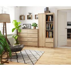 Комплект офисной мебели Akord R11 R80 1D2SZ Sonoma Oak + B-17 1SZ1D Sonoma Oak + B-17 Sonoma Oak + Chomik FOT5047 Black Thumb