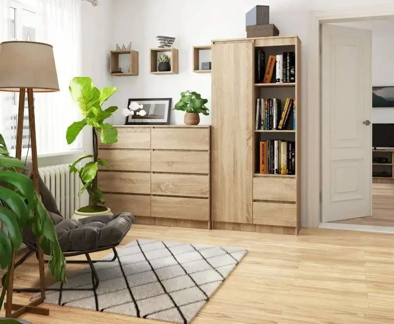 Комплект офисной мебели Akord R11 R80 1D2SZ Sonoma Oak + B-17 1SZ1D Sonoma Oak + B-17 Sonoma Oak + Chomik FOT5047 Black - 8