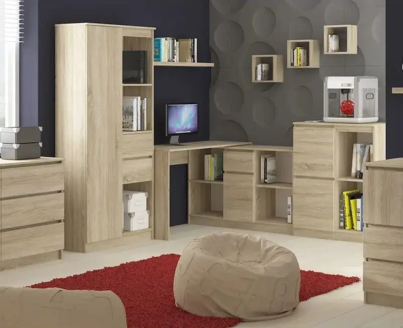 Комплект офисной мебели Akord R11 R80 1D2SZ Sonoma Oak + B-17 1SZ1D Sonoma Oak + B-17 Sonoma Oak + Chomik FOT5047 Black - 6