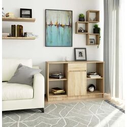 Комплект офисной мебели Akord R11 R80 1D2SZ Sonoma Oak + B-17 1SZ1D Sonoma Oak + B-17 Sonoma Oak + Chomik FOT5047 Black Thumb