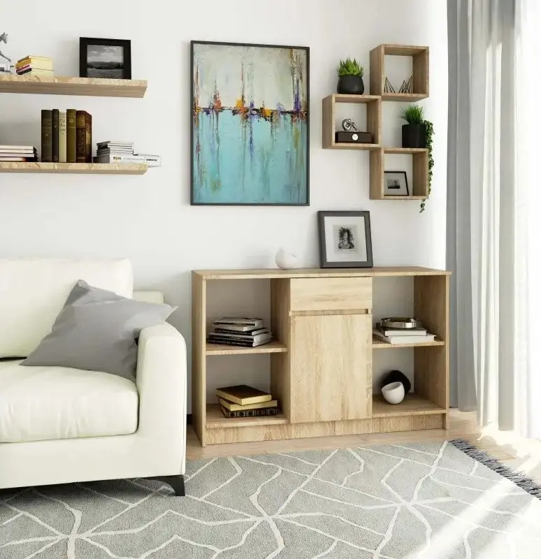 Комплект офисной мебели Akord R11 R80 1D2SZ Sonoma Oak + B-17 1SZ1D Sonoma Oak + B-17 Sonoma Oak + Chomik FOT5047 Black - 4