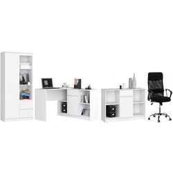 Комплект офисной мебели Akord R11 R80 1D2SZ White + B-17 1SZ1D White + B-17 White + Chomik FOT5047 Black
