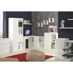 Комплект офисной мебели Akord R11 R80 1D2SZ White + B-17 1SZ1D White + B-17 White + Chomik FOT5047 Black Thumb