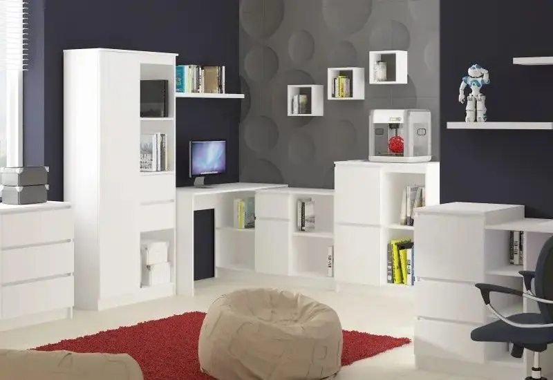 Комплект офисной мебели Akord R11 R80 1D2SZ White + B-17 1SZ1D White + B-17 White + Chomik FOT5047 Black - 6