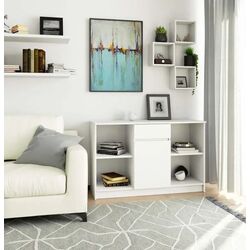 Комплект офисной мебели Akord R11 R80 1D2SZ White + B-17 1SZ1D White + B-17 White + Chomik FOT5047 Black Thumb