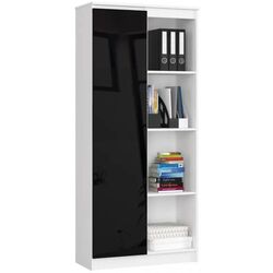 Etajera Akord R80 1D4P (White/Black Gloss)