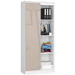 Стеллаж Akord R80 1D4P (White/Cappuccino Gloss)