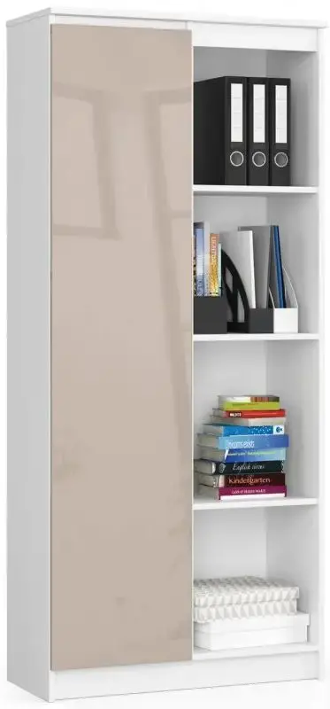Стеллаж Akord R80 1D4P (White/Cappuccino Gloss)