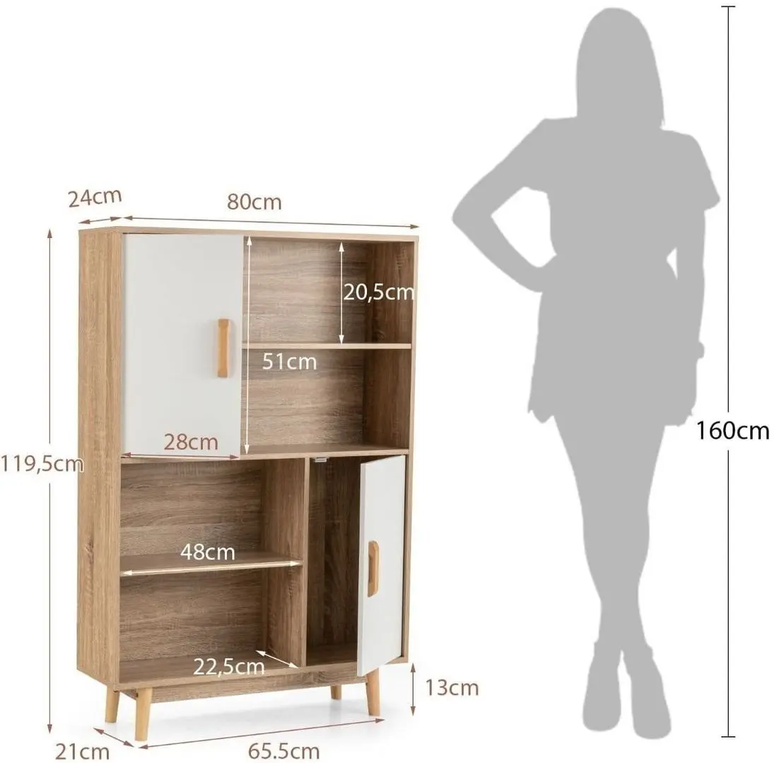 Etajera Costway HW67563WH (White/Natural)