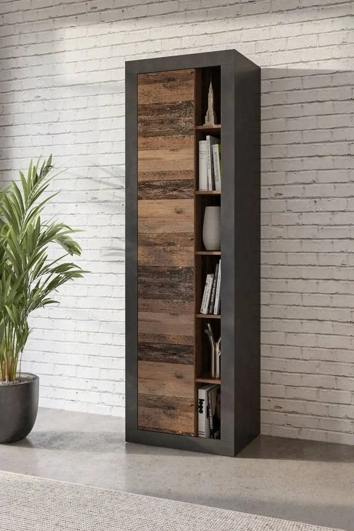 Книжный шкаф Helvetia Zena Nr.05 1D Left/Right (Matera/Old Style Mix Planked-Old Wood) - 4