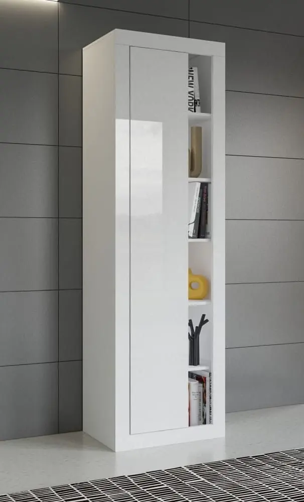 Книжный шкаф Helvetia Zena Nr.05 1D Left/Right (White/White Gloss) - 5