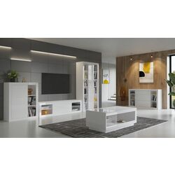 Книжный шкаф Helvetia Zena Nr.88 1D (White/White Gloss) Thumb