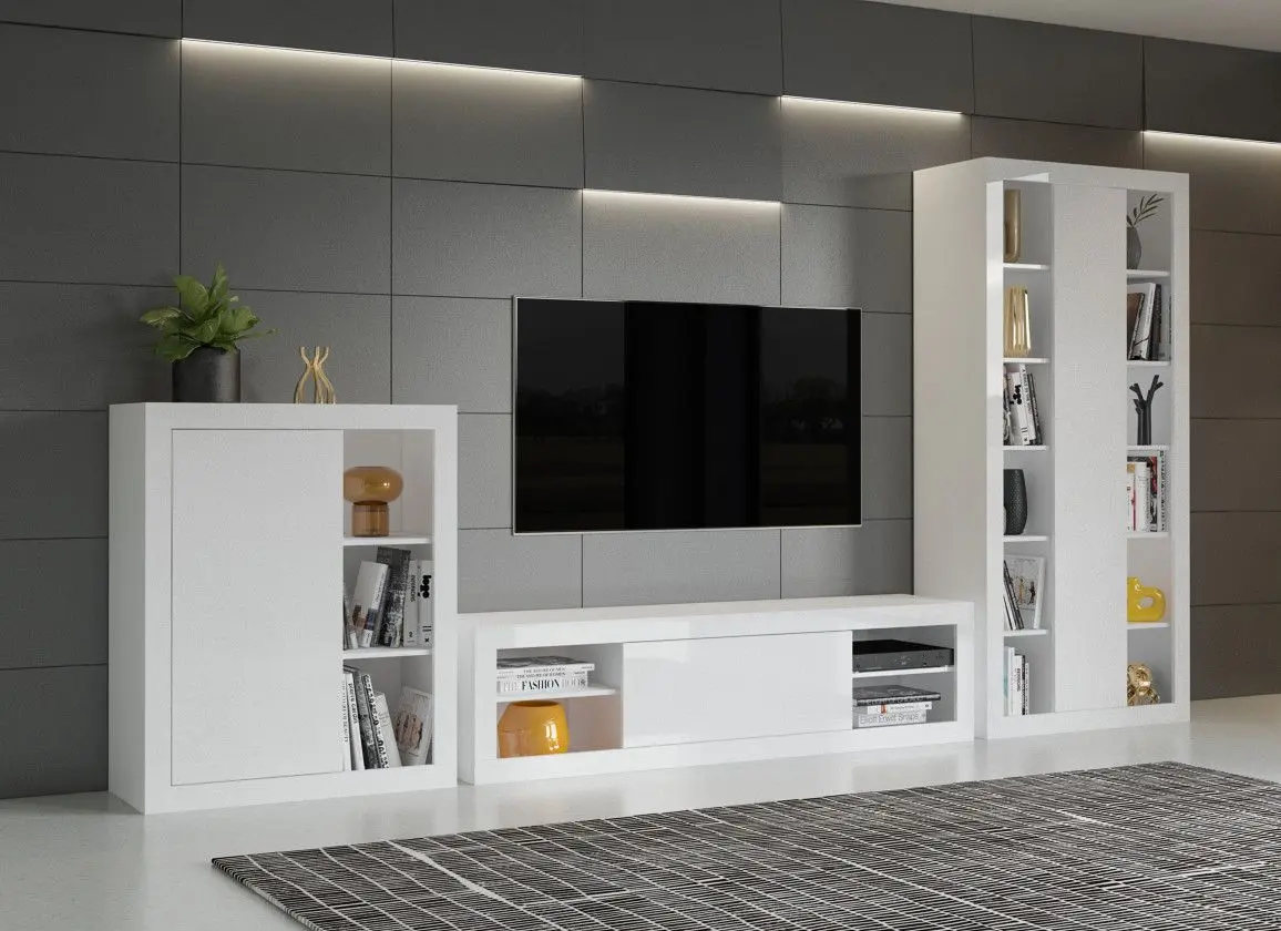 Книжный шкаф Helvetia Zena Nr.88 1D (White/White Gloss) - 5