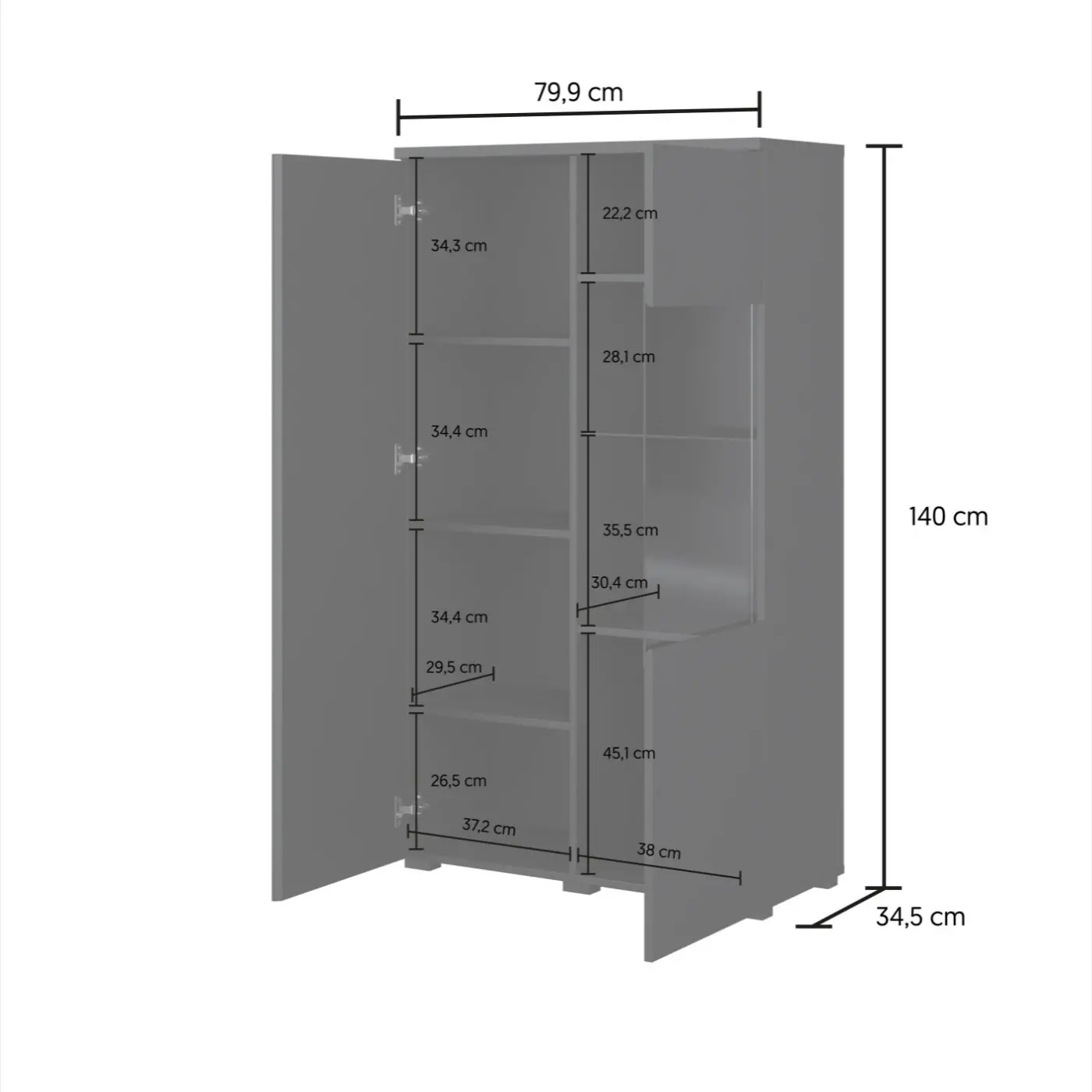 Dulap combinat Helvetia Modo 24W3OJ44 (Black) - 5