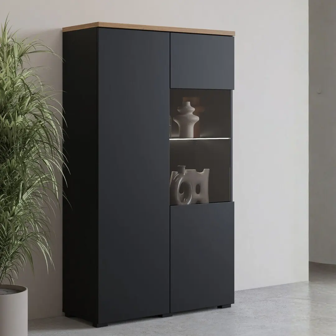 Dulap combinat Helvetia Modo 24W3OJ44 (Mauvella oak/Black onyks)