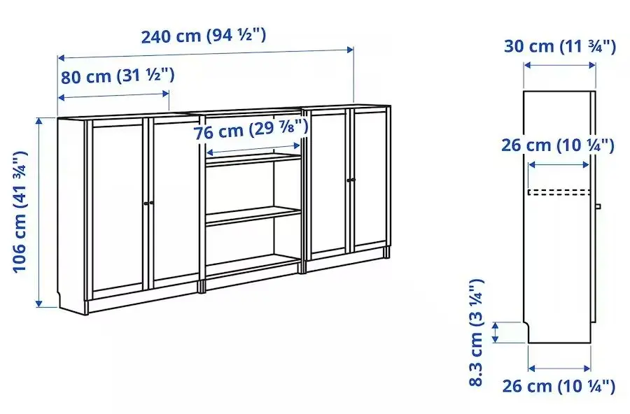 Biblioteca Ikea Billy/Oxberg 240x106 (Alb)