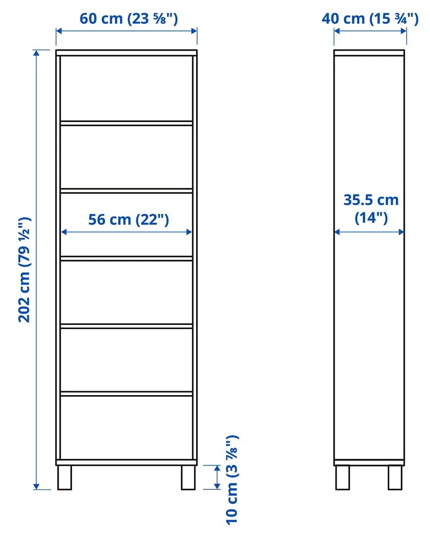Стеллаж Ikea Besta 60x40x202 (Темно-серый)