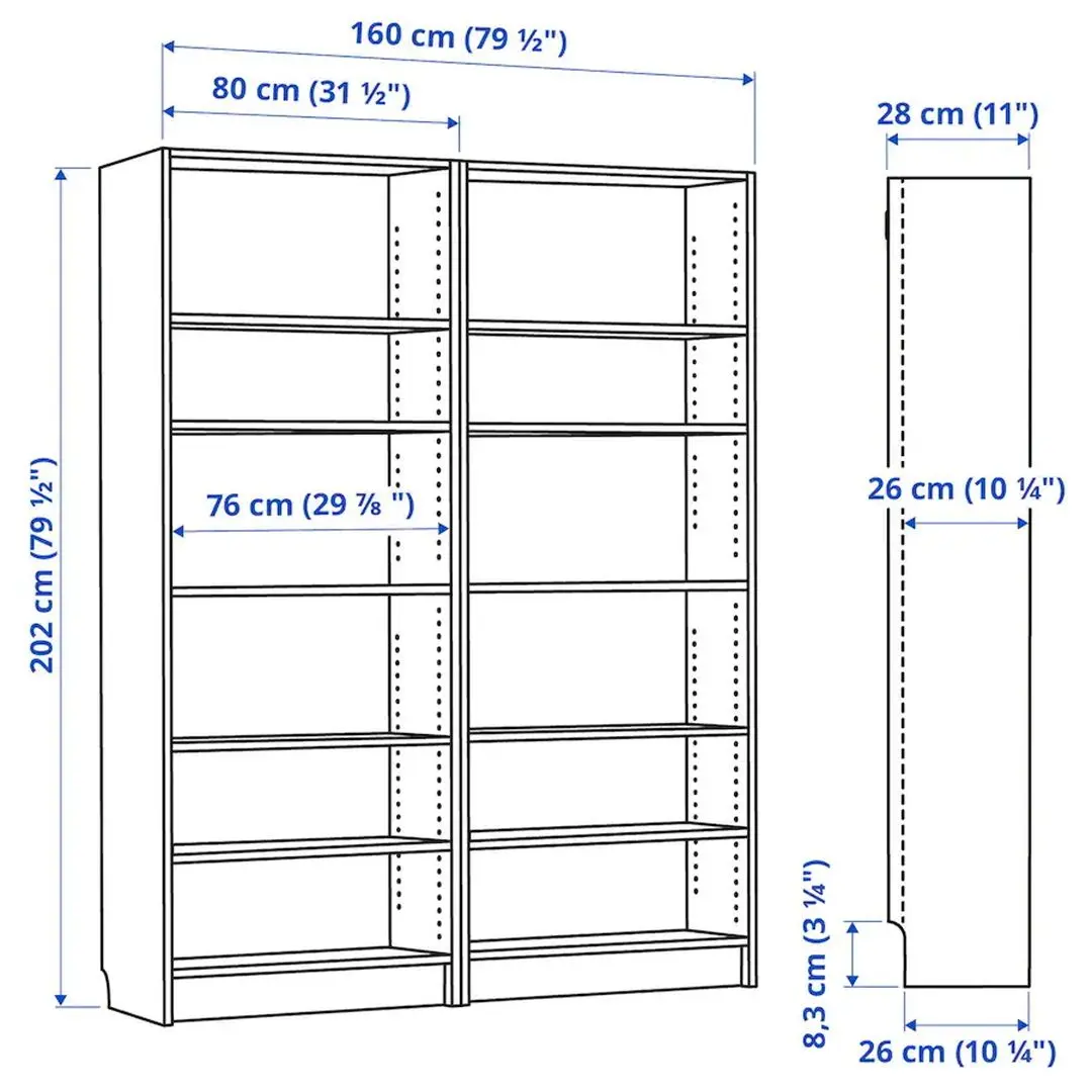 Etajera Ikea Billy 160x28x202 (Alb)