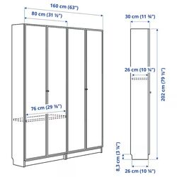 Biblioteca Ikea Billy/Hogbo 160x30x202 (Alb/Sticla) Thumb