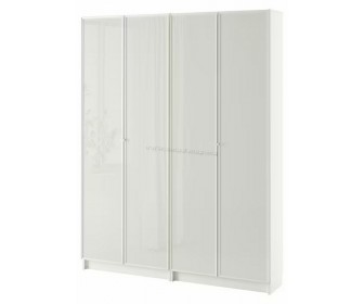 Книжный шкаф Ikea Billy/Hogbo 160x30x202 (Белый/Стекло)