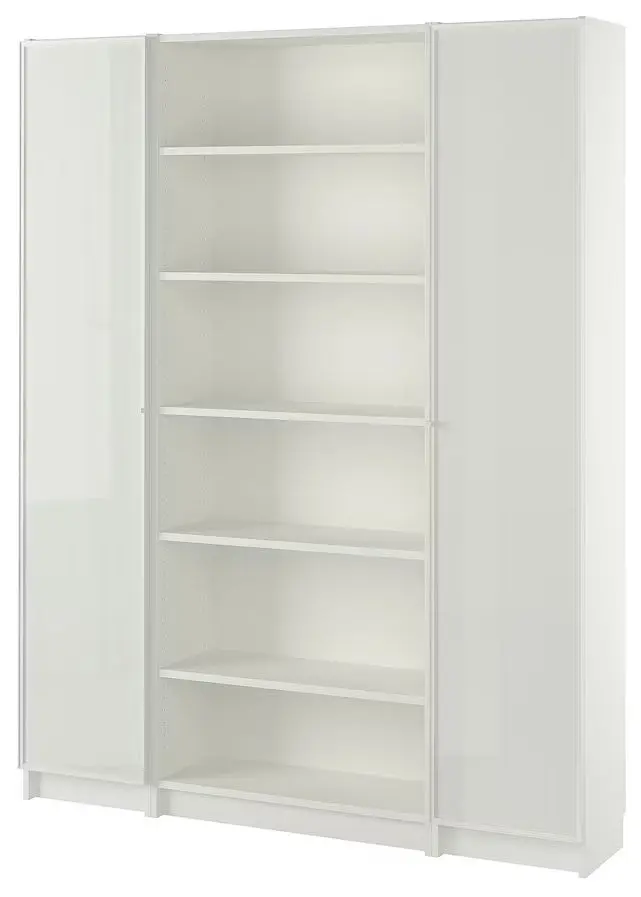 Biblioteca Ikea Billy/Hogbo rafturi deschise 160x30x202 (Alb/Sticla)