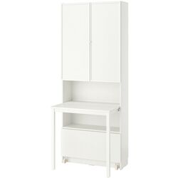 Biblioteca Ikea Billy/Hogbo cu birou/sertar 80x202 (Alb) Thumb