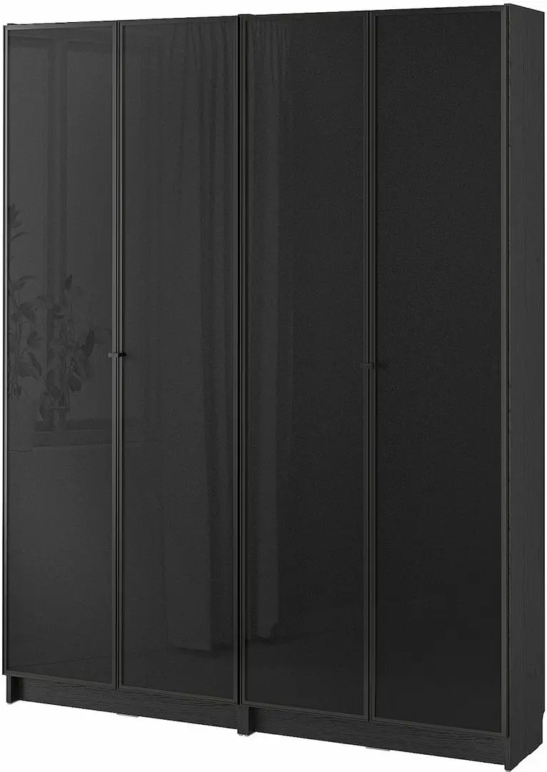 Bibliotecă Ikea Billy/Hogbo usi sticla 160x30x202 (Negru Aspect Stejar)