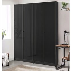 Bibliotecă Ikea Billy/Hogbo usi sticla 160x30x202 (Negru Aspect Stejar)