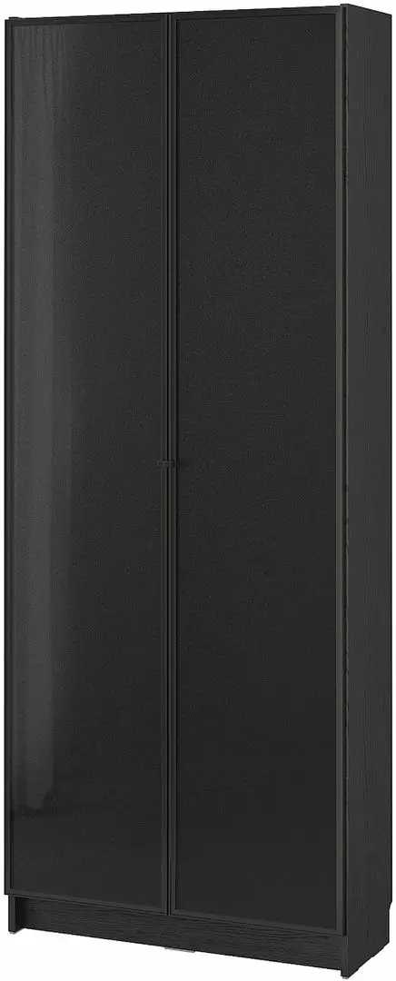 Bibliotecă Ikea Billy/Hogbo usi sticla 80x30x202 (Negru Aspect Stejar)