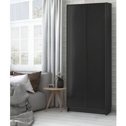 Bibliotecă Ikea Billy/Hogbo usi sticla 80x30x202 (Negru Aspect Stejar)