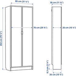 Bibliotecă Ikea Billy/Hogbo usi sticla 80x30x202 (Negru Aspect Stejar) Thumb