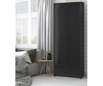 Книжный шкаф Ikea Billy/Hogbo стеклянные дверцы 80x30x202 (Имитация Чёрного Дуба)