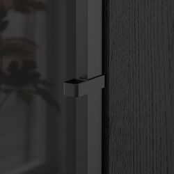 Bibliotecă Ikea Billy/Hogbo usi sticla/rafturi deschise 160x30x202 (Negru Aspect Stejar) Thumb