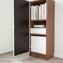 Dulap Ikea Billy/Morliden cu usa sticla 40x30x106 (Maro/Furnir Frasin) Thumb