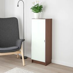Dulap Ikea Billy/Morliden cu usa sticla 40x30x106 (Maro/Furnir Frasin) Thumb