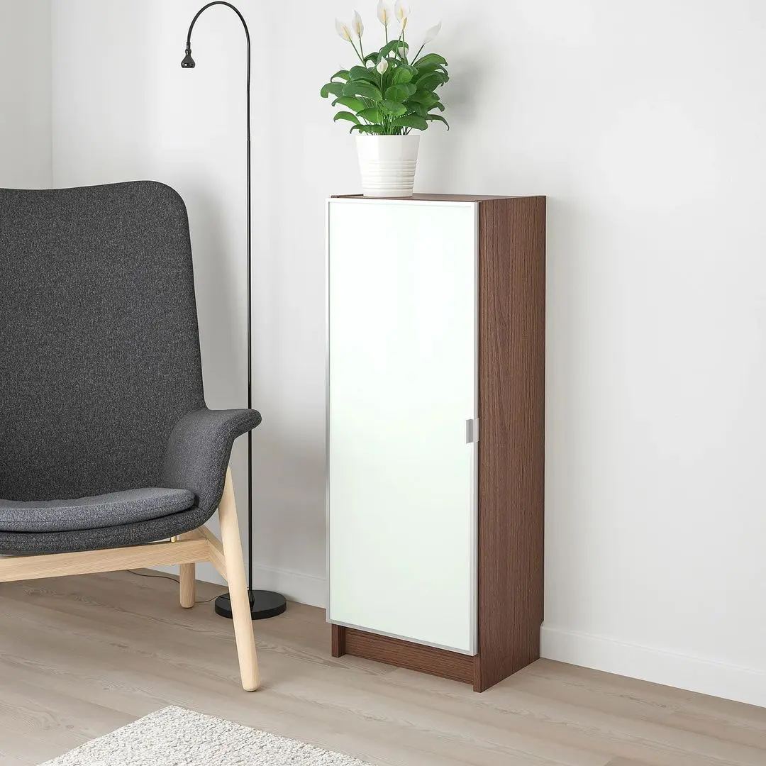 Dulap Ikea Billy/Morliden cu usa sticla 40x30x106 (Maro/Furnir Frasin) - 4