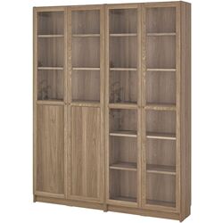 Bibliotecă Ikea Billy/Oxberg 2 usi panou-sticla/2 usi sticla 160x30x202 (Aspect Stejar) Thumb
