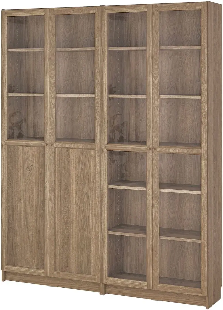 Bibliotecă Ikea Billy/Oxberg 2 usi panou-sticla/2 usi sticla 160x30x202 (Aspect Stejar)
