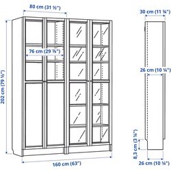 Bibliotecă Ikea Billy/Oxberg 2 usi panou-sticla/2 usi sticla 160x30x202 (Maro inchis Aspect Stejar) Thumb