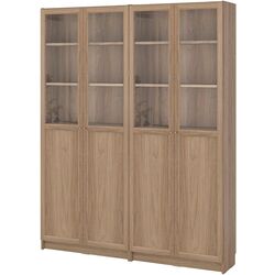 Bibliotecă Ikea Billy/Oxberg 4 usi panou-sticla 160x30x202 (Aspect Stejar) Thumb