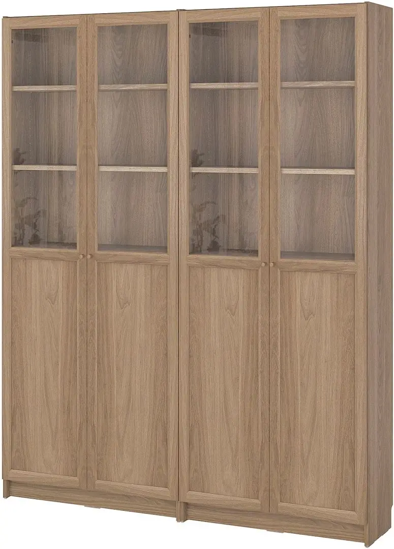 Bibliotecă Ikea Billy/Oxberg 4 usi panou-sticla 160x30x202 (Aspect Stejar)
