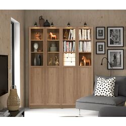 Книжный шкаф Ikea Billy/Oxberg 4 филенчатые дверцы 160x30x202 (Имитация Дуба)