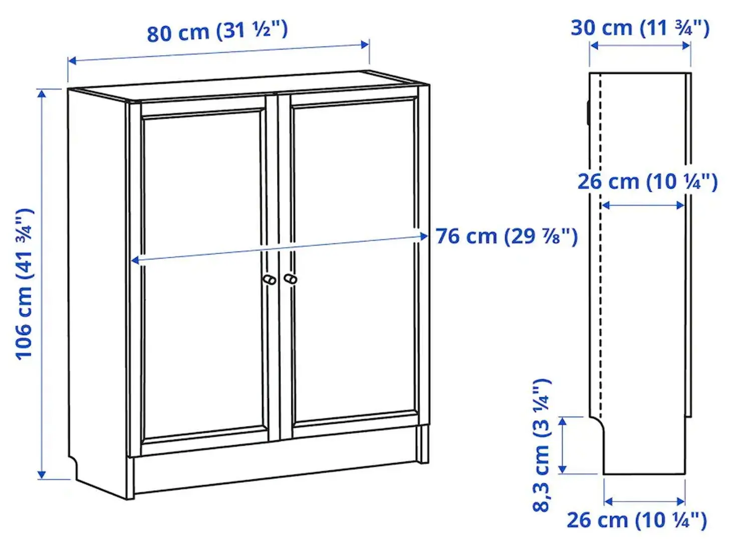 Шкафчик Ikea Billy/Oxberg 80x30x106 (Белый)