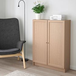 Шкафчик Ikea Billy/Oxberg дверцы 80x30x106 (Дубовый Шпон/Белый) Thumb