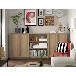 Bibliotecă Ikea Billy/Oxberg usi/rafturi deschise 240x30x106 (Aspect Stejar)