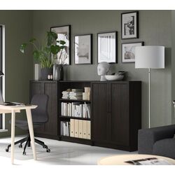Bibliotecă Ikea Billy/Oxberg usi/rafturi deschise 240x30x106 (Maro inchis Aspect Stejar) Thumb