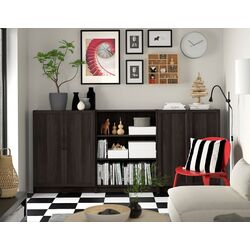 Bibliotecă Ikea Billy/Oxberg usi/rafturi deschise 240x30x106 (Maro inchis Aspect Stejar)