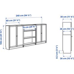 Bibliotecă Ikea Billy/Oxberg usi/rafturi deschise 240x30x106 (Maro inchis Aspect Stejar) Thumb