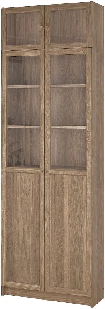 Bibliotecă Ikea Billy/Oxberg usi panou-sticla 80x30x237 (Aspect Stejar)