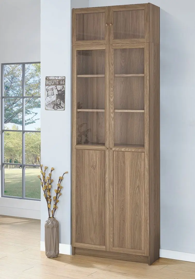 Bibliotecă Ikea Billy/Oxberg usi panou-sticla 80x30x237 (Aspect Stejar)